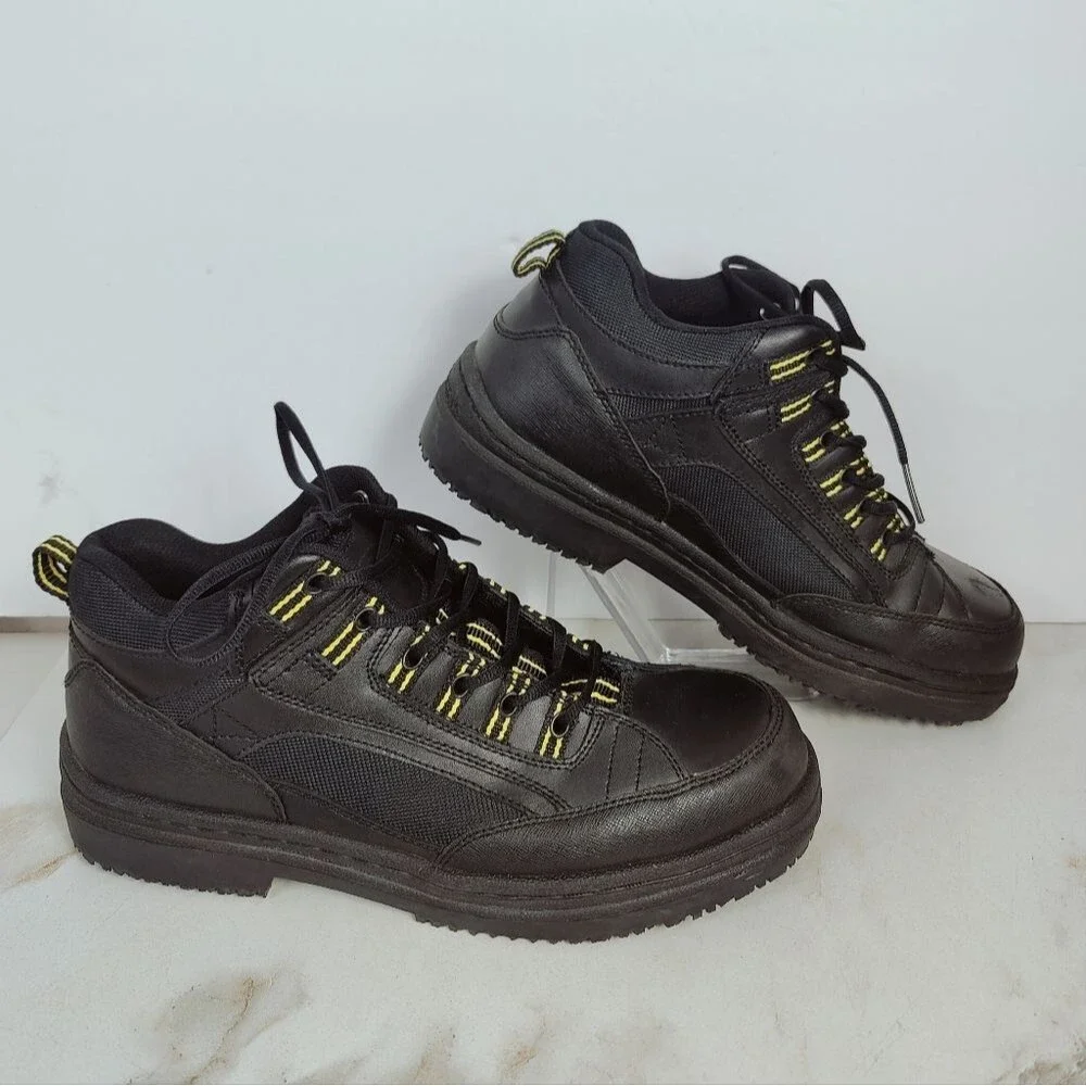 Shoes For Crews Men's Black Leather Steel Toe Safety Work Boots, Sz 12